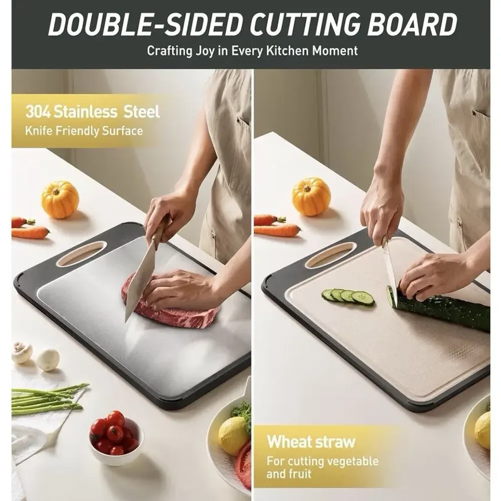 Stainless Steel Cutting Board Double Sided Large Size (16